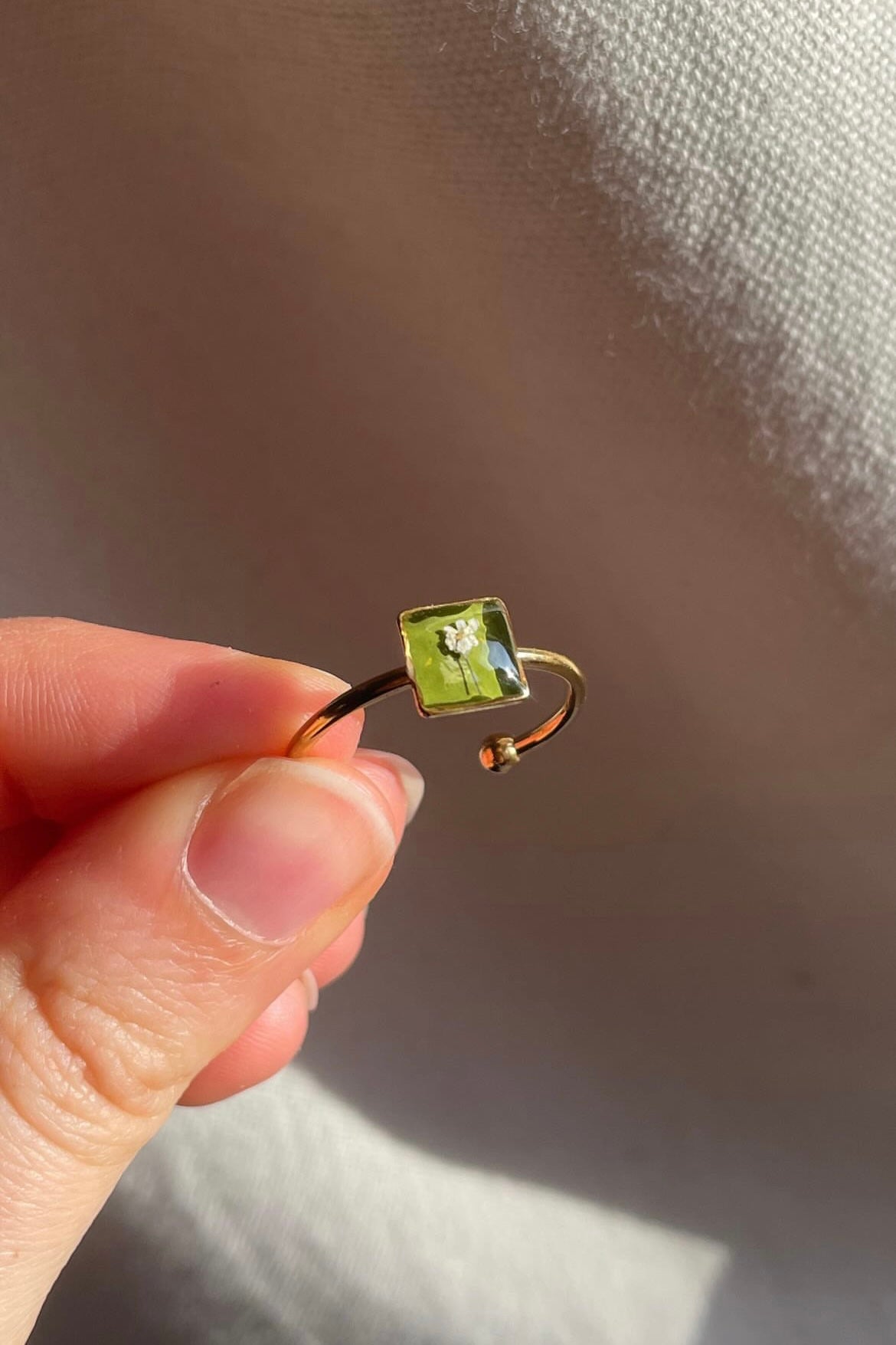 Anello con fondo verde e carota selvatica
