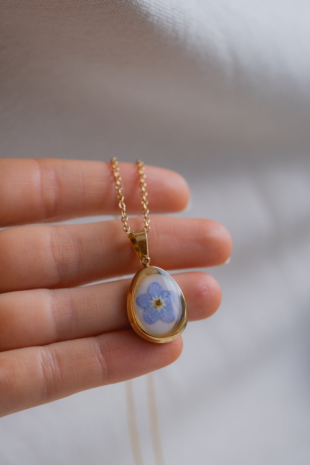 Collana "vintage" con Myosotis "non ti scordar di me"