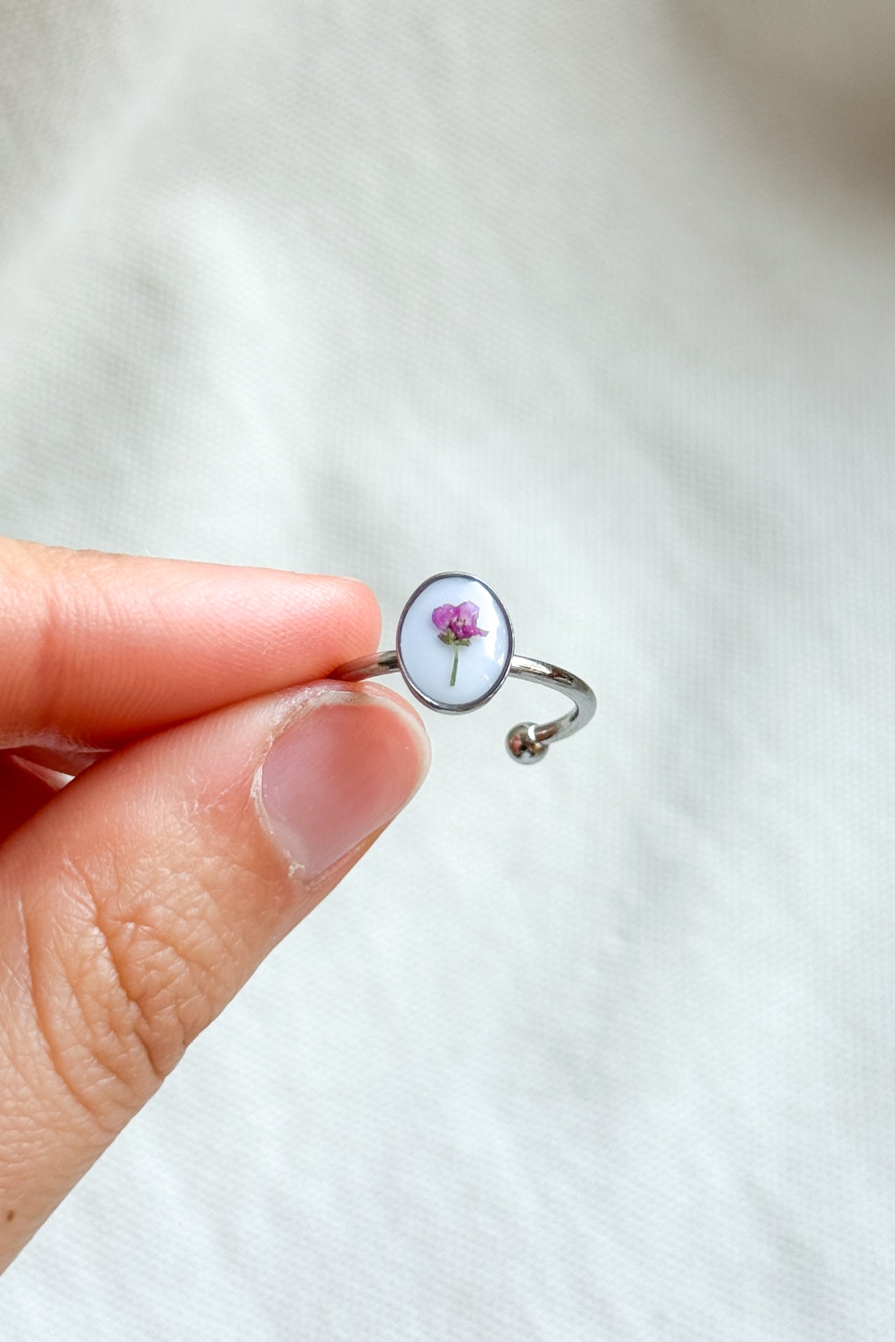 Anello con fondo bianco e Alisso
