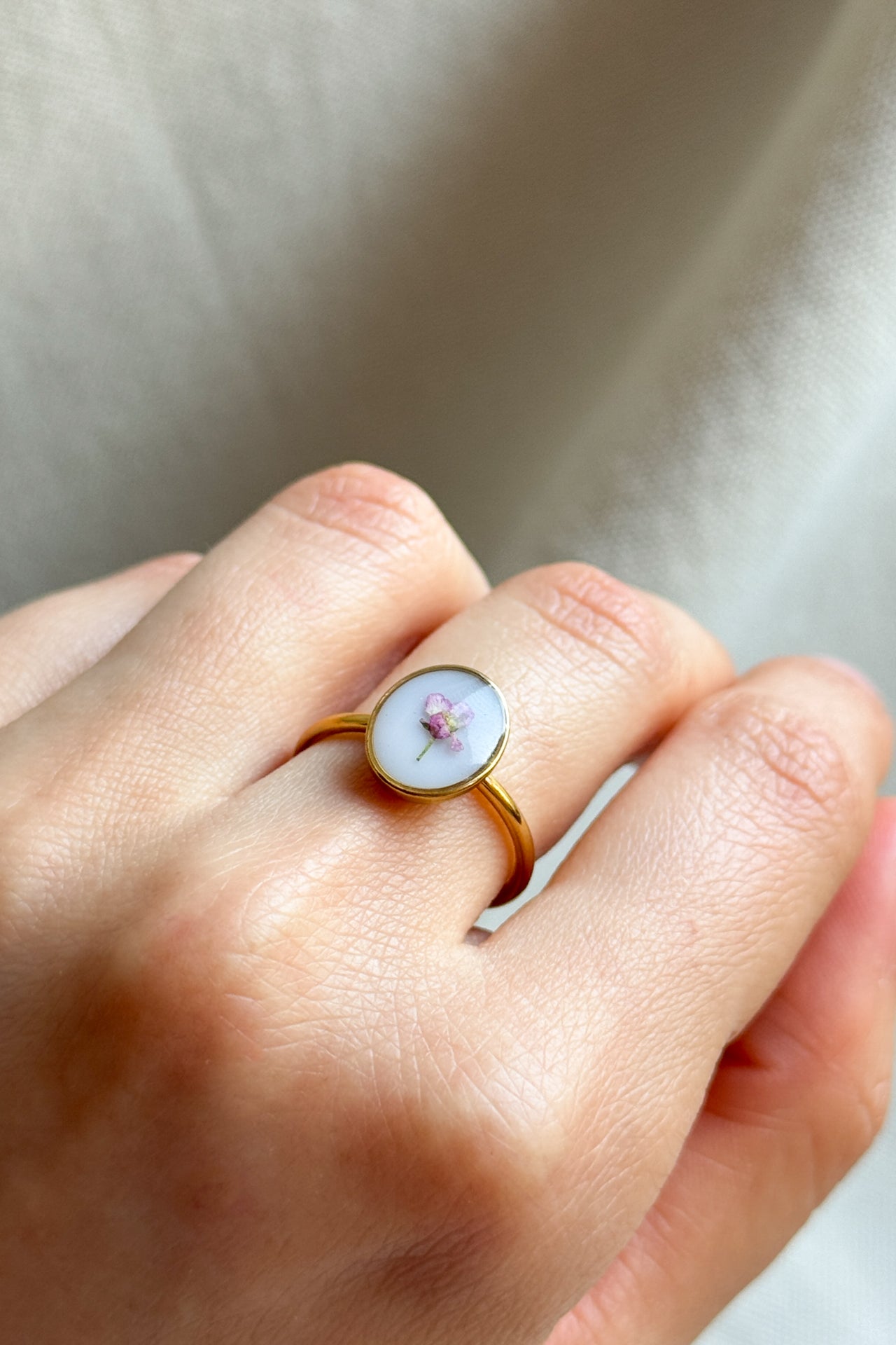 Anello con fondo bianco e Alisso