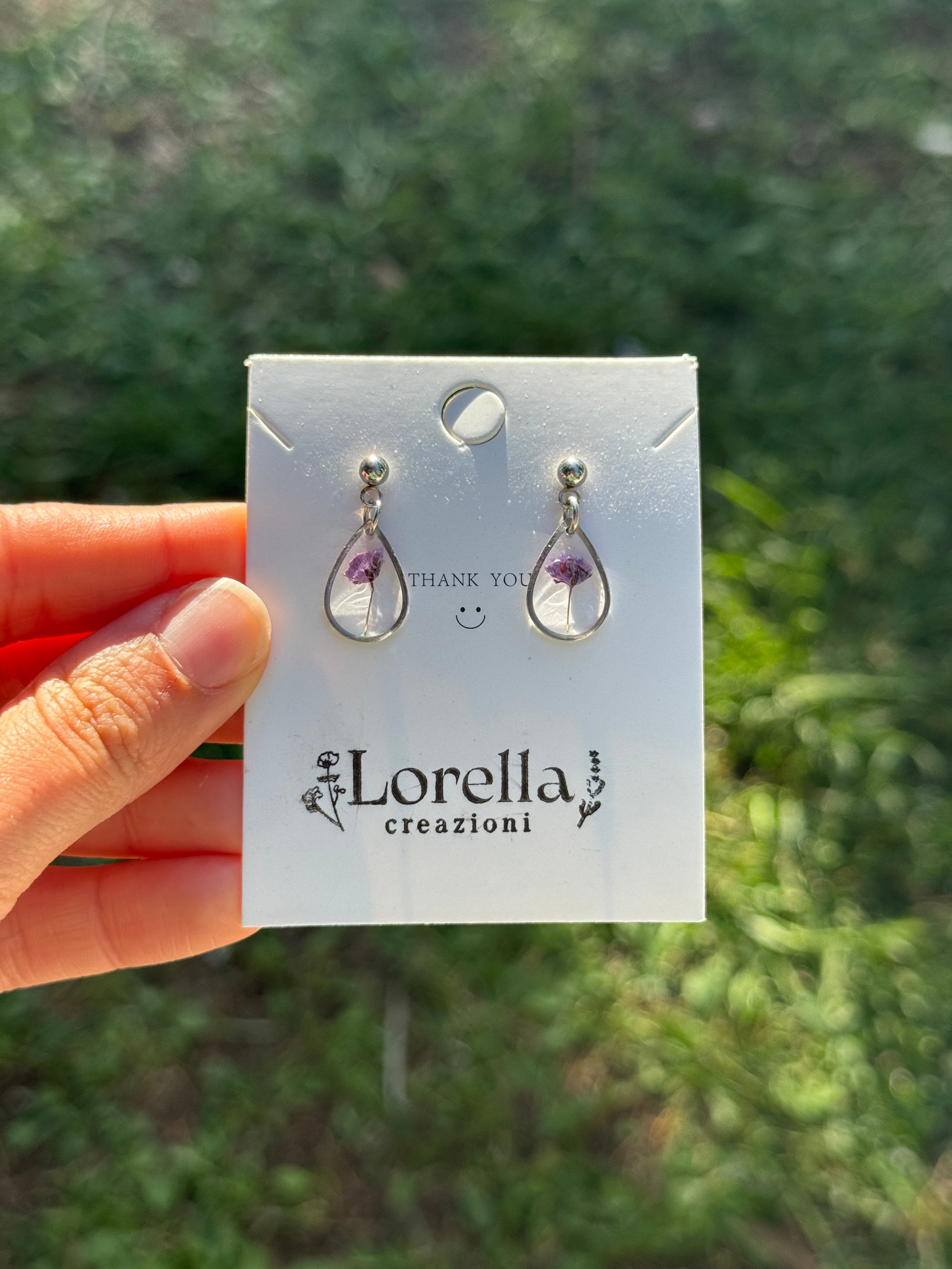 Orecchini a goccia con Gypsophila lilla
